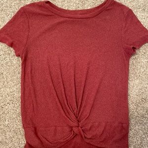 pink shirt with knot!